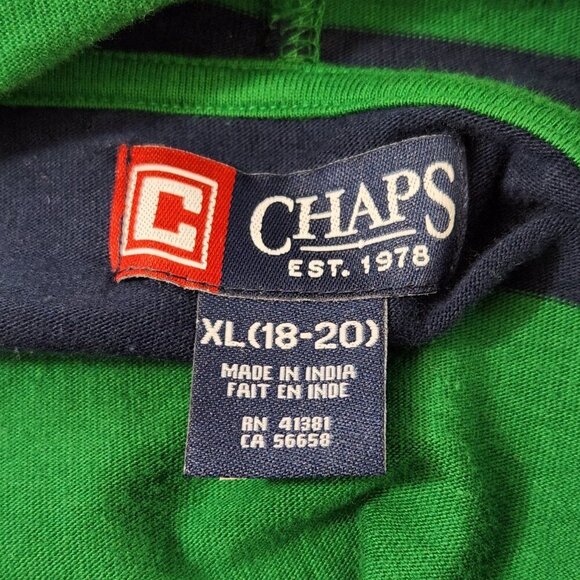 Chaps Est. 1978 Youth Hooded Block Stripe Long Sleeve Tee Size XL (18-20) Green - Picture 9 of 12